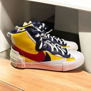 Men's Sacai x Nike Blazer High Varsity Maize Red Midnight Navy BV0072-700 New 13